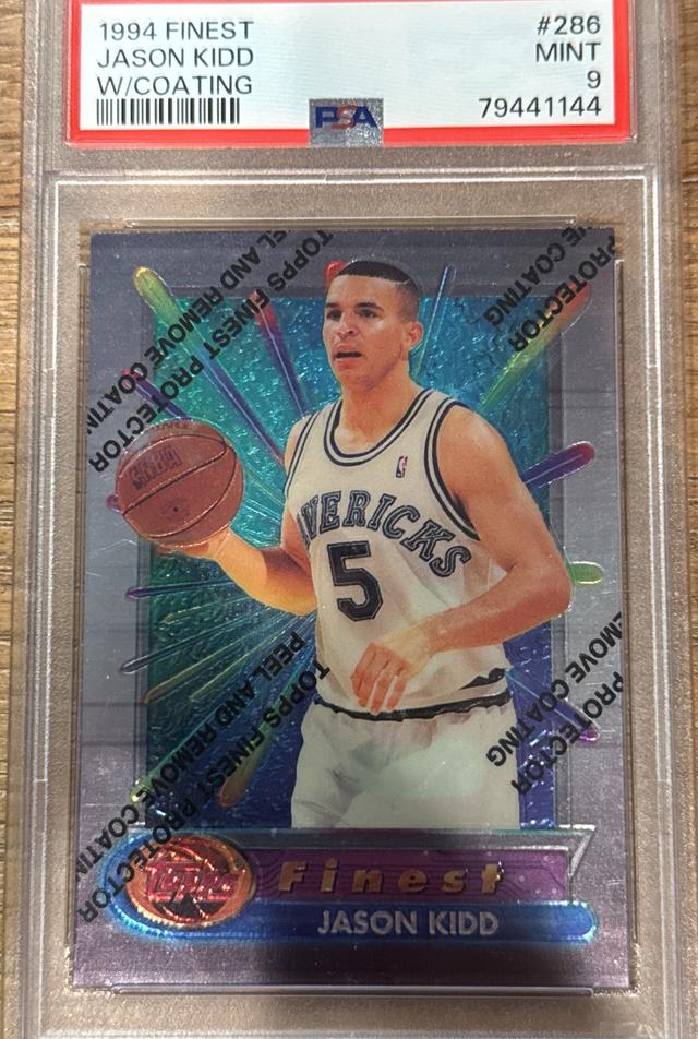 1994-95 Topps Finest Basketball Jason Kidd PSA 9.0 Base Set With Coating #286