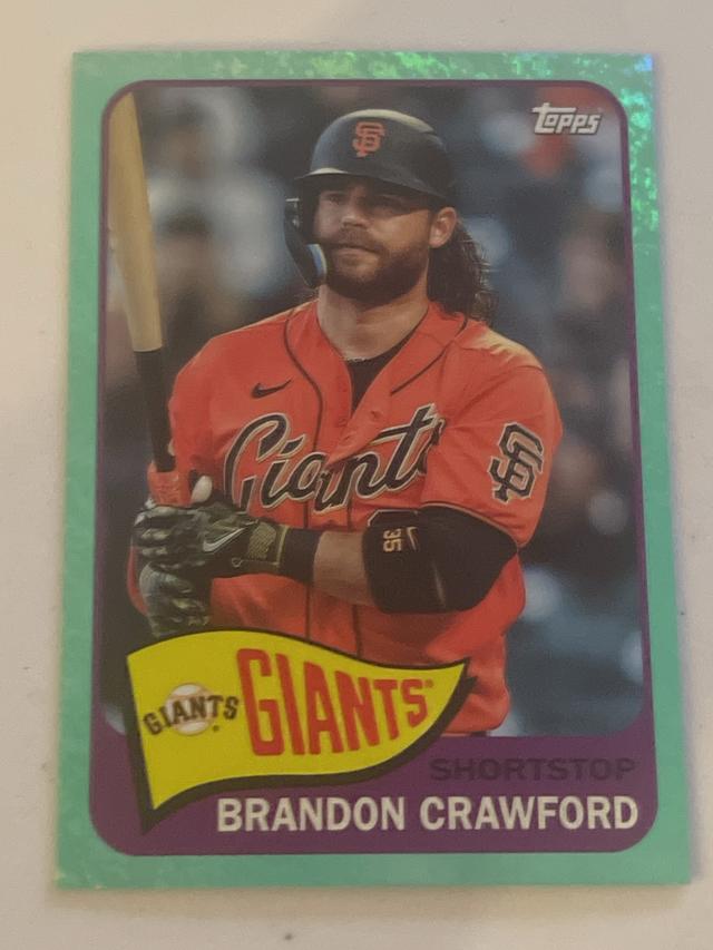 2023 Topps Archives Brandon Crawford 1965 Topps Aqua Foil /75 #158