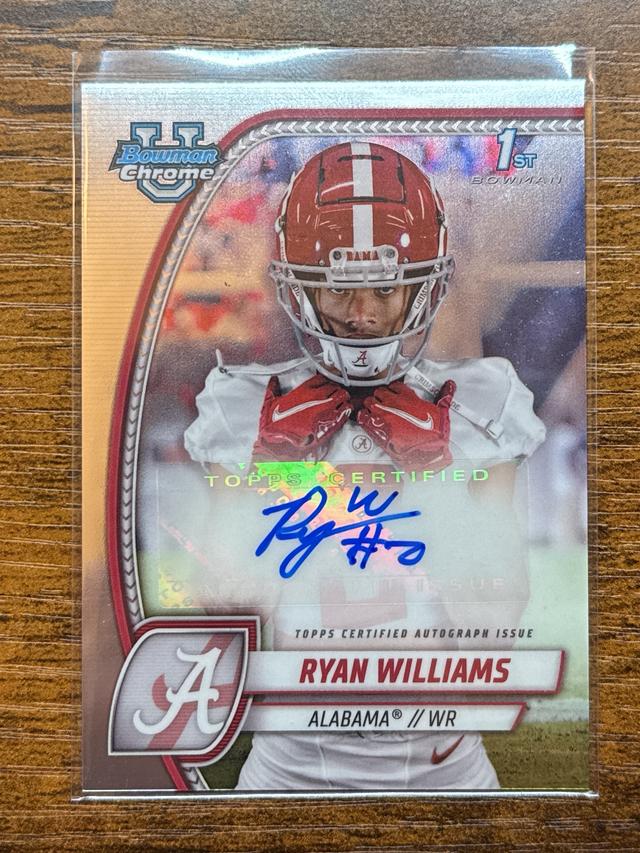 2024 Bowman Chrome University 1st Ryan Williams AUTO #PA-RWI Alabama