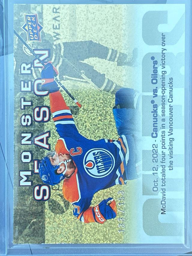 2023-24 Upper Deck Series 2 Hockey Connor McDavid – 10/12/2022 Gold /153 #MS-1