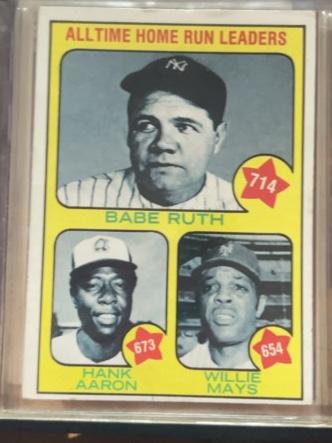 1973 Topps Babe Ruth / Hank Aaron Willie Mays All-Time Home Run Leaders #1