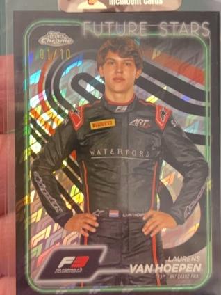 2024 Topps Chrome Formula 1 Laurens van Hoepen Black Refractor Parallel /10 #65