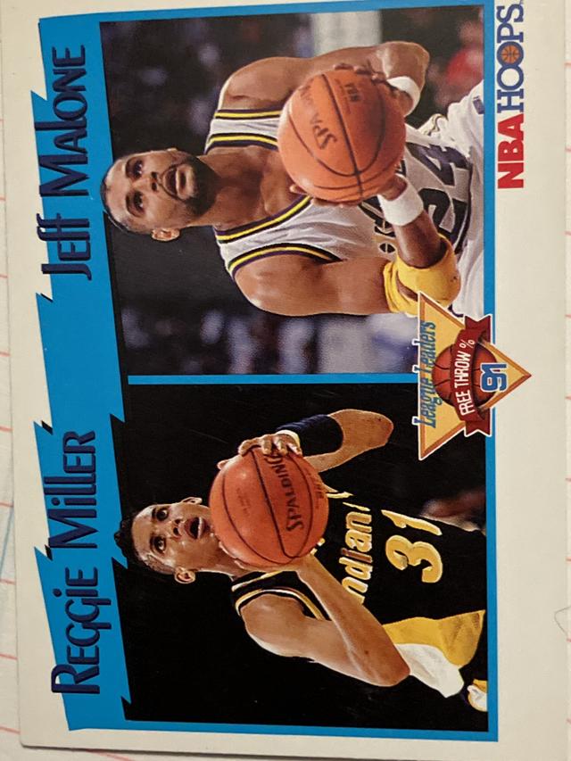 1991-92 NBA Hoops Basketball Reggie Miller / Jeff Malone LL Series I #308