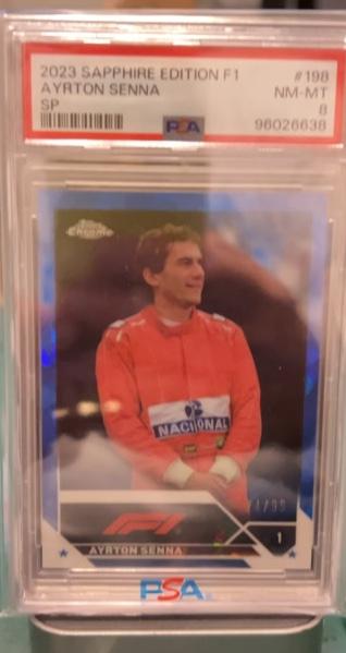 2023 Topps Chrome Formula 1 Ayrton Senna PSA 8.0 Base Set Green /99 #198