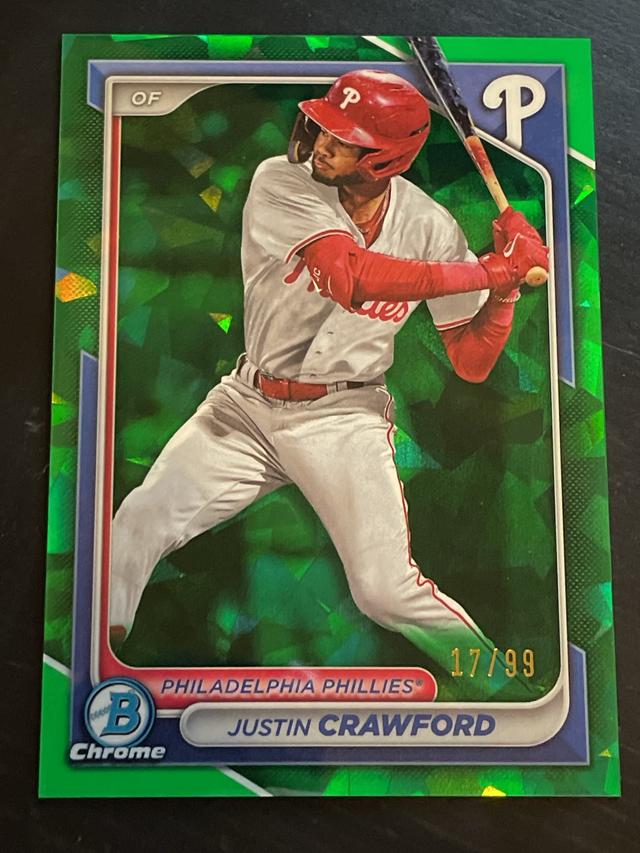 2024 Bowman Chrome Sapphire Justin Crawford Green /99 #BCP-17