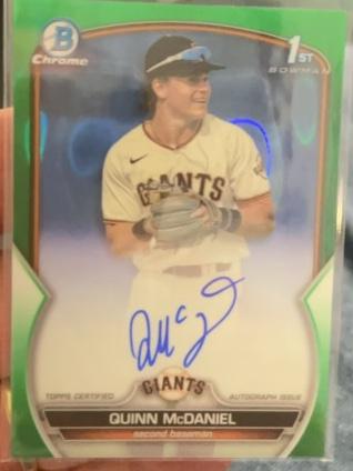 2023 Bowman Draft Quinn McDaniel Green Refractor Parallel /99 #CDA-QMC