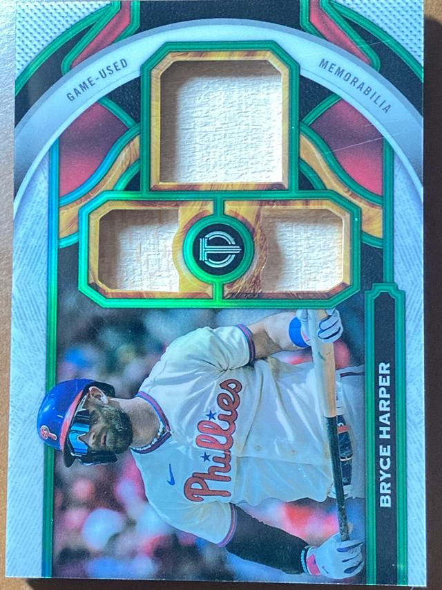 2023 Topps Tribute Bryce Harper Tribute Triple Relics Set Green /99 #TR-BH