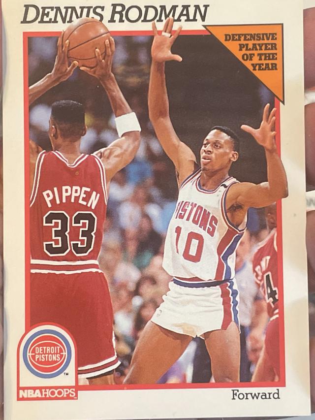 1991-92 Hoops Basketball Dennis Rodman DPOY ﻿Base #64