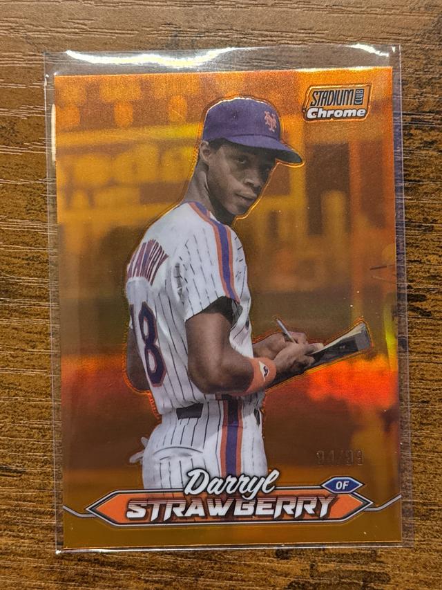 2024 Topps Stadium Club Darryl Strawberry Chrome Orange Refractor /99 #148 Mets