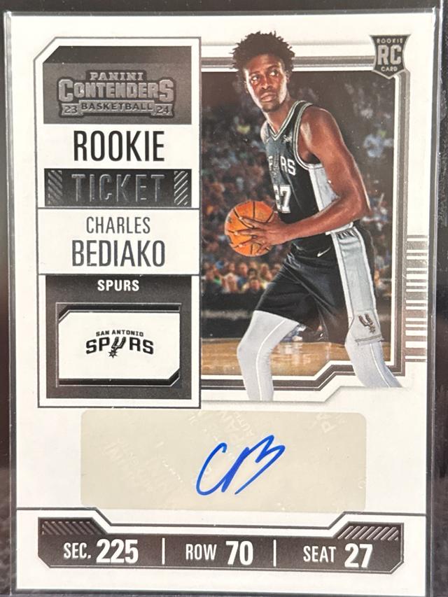 2023-24 Panini Contenders Charles Bediako Rookie Ticket Autograph #155