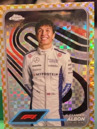 2024 Topps Chrome Formula 1 Alexander Albon Gold Checker Flag Refractor /50 #19