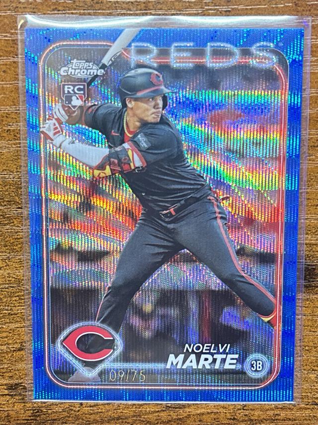 2024 Topps Chrome Noelvi Marte ﻿Blue Wave Refractor /75 #177 Reds Rookie RC