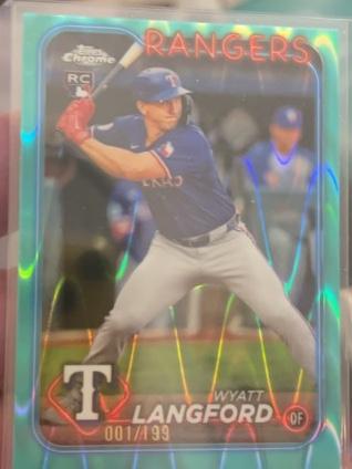 2024 Topps Chrome Update Wyatt Langford Aqua RayWave Refractors /199 #USC35