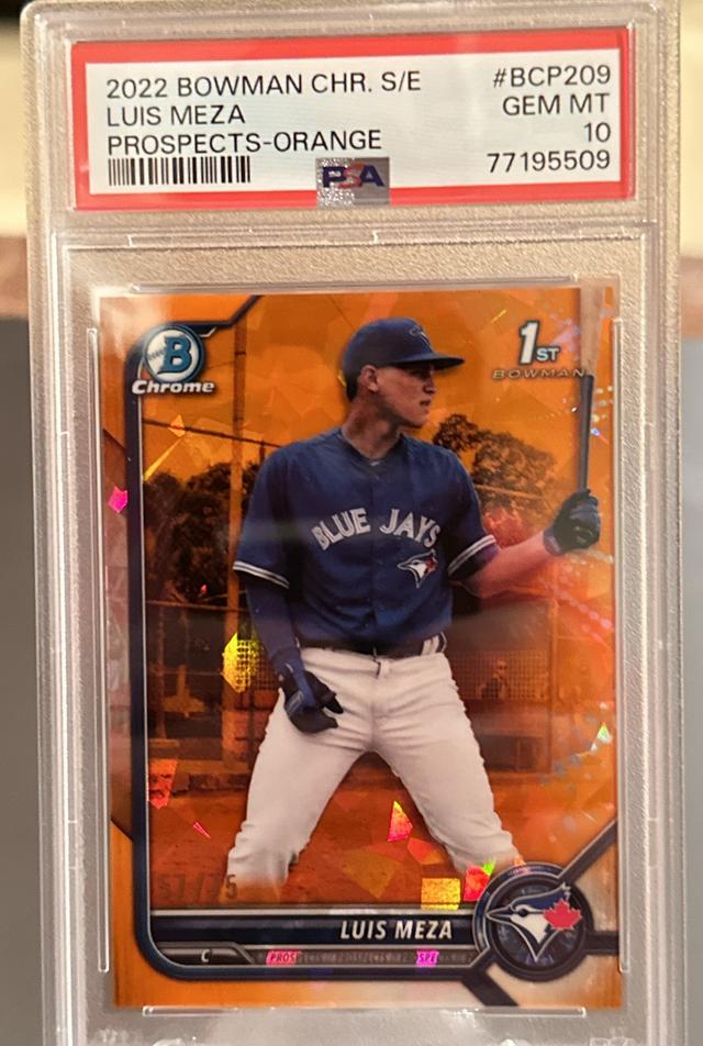 2022 Bowman Chrome Sapphire Luis Meza PSA 10 Orange Sapphire /75 #BCP-209