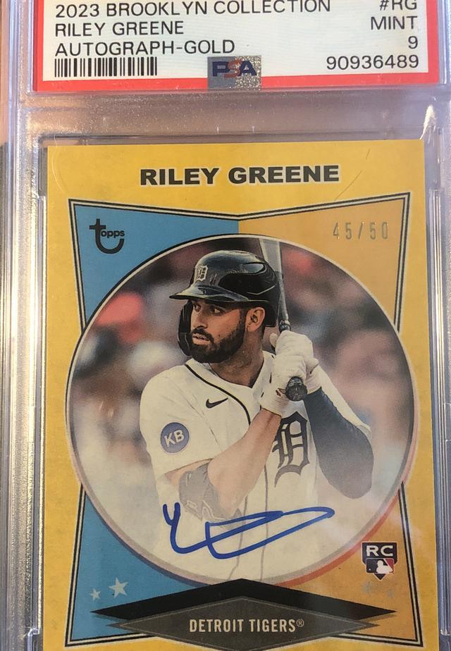 2023 Topps Brooklyn Collection Riley Greene PSA 9 Gold /50 #AC-RG