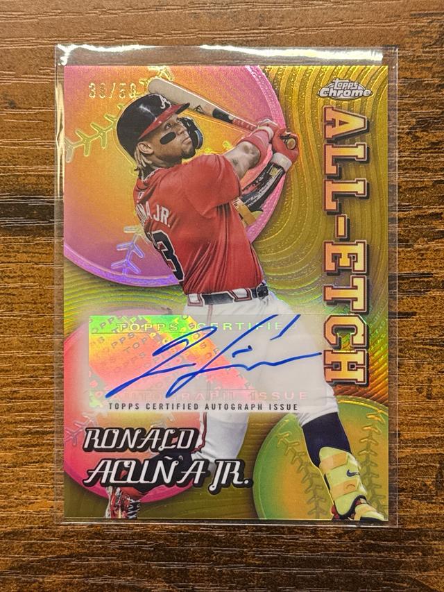 2024 Topps Chrome Update Ronald Acuña Jr. Auto Gold Refractor /50 #CUAE-RA