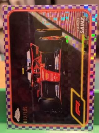 2024 Topps Chrome Formula 1 Carlos Sainz Purple Checker Flag Refractor Parallel