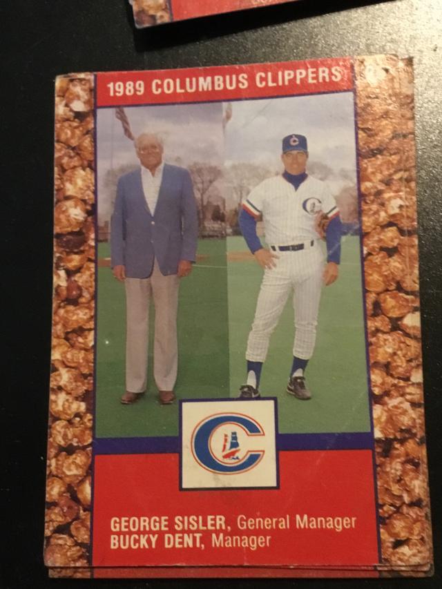 1989 Columbus Clippers Cracker Jack George Sisler & Bucky Dent ﻿Set #25