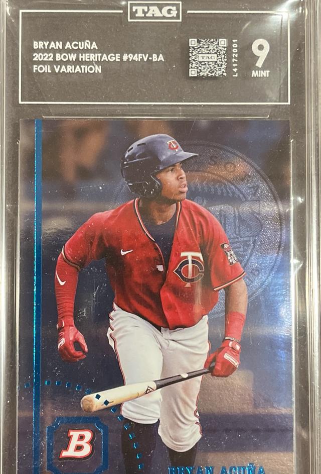 2022 Bowman Heritage Bryan Acuña TAG 9 Base Foil Variations Checklist #94FV-BA