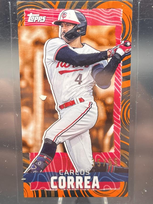 2023 Topps Rip Carlos Correa MINI BASE CARDS Orange/Black Ripple /55 #MRIP-CCO