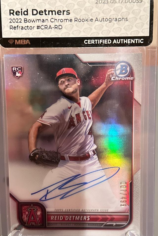 2022 Bowman Reid Detmers CHROME ROOKIE AUTOGRAPHS Refractors /499 #CRA-RD