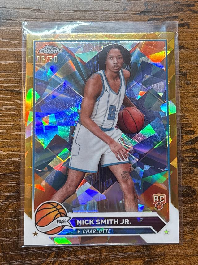 2023-24 Topps Chrome Basketball Nick Smith Jr. Charlotte Rookie Gold Geometric