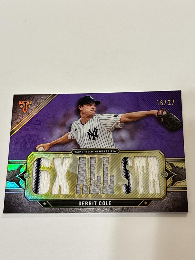 Gerrit Cole 2024 Topps Triple Threads Relics /27 PINSTRIPES #TTR-GC1 Yankees