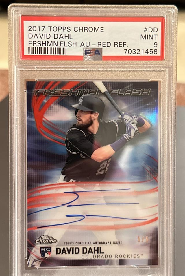 2017 Topps Chrome David Dahl PSA 9 Red Refractor /5 #FFA-DD