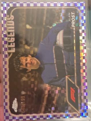 2024 Topps Chrome Formula 1 Alain Prost Purple Checker Flag Refractor Parallel