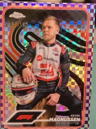 2024 Topps Chrome Formula 1 Kevin Magnussen Purple Checker Flag Refractor /199