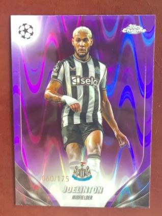 2023-24 Topps Chrome UEFA Joelinton Base Set Purple RayWave Refractors /175 #60