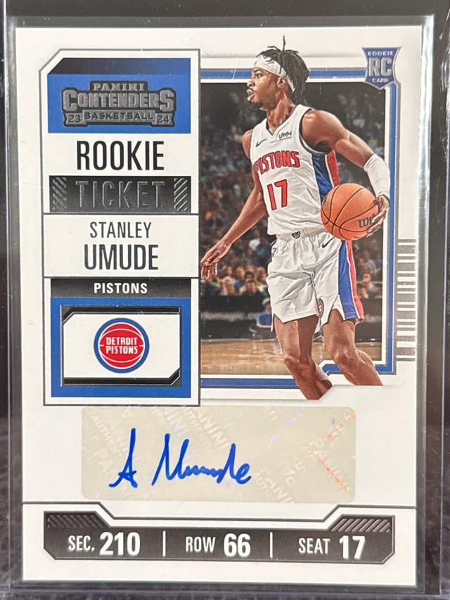 2023-24 Panini Contenders Stanley Umude Rookie Ticket Autograph #158 Pistons