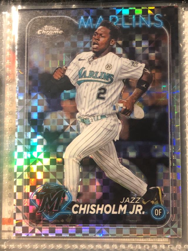 2024 Topps Chrome Jazz Chisholm Jr. ﻿Base Set X-Fractors #70